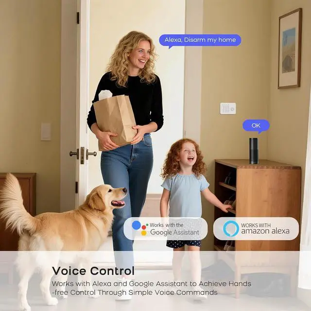 Alt view image 3 of 7 - YBJ Alarm System for Home Security,DIY Wireless Home Alarm System with Door and Motion Sensors,Smart Keypad,No Subscription Fee (13-Piece Kit)