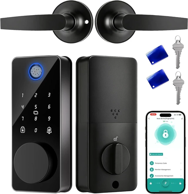 Main image of Keyless Entry Smart Door Lock with 2 Handles Fingerprint Door Lock