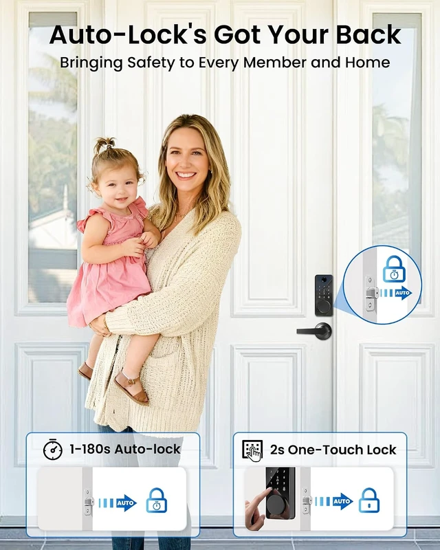 Alt view image 5 of 7 - Keyless Entry Smart Door Lock with 2 Handles Fingerprint Door Lock