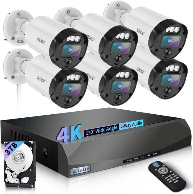 Main image of 130° Ultra Wide-Angle & 2-Way Audio 4K Outdoor Wired Security Camera System, Wired Home Security Camera System, Home Video Surveillance System