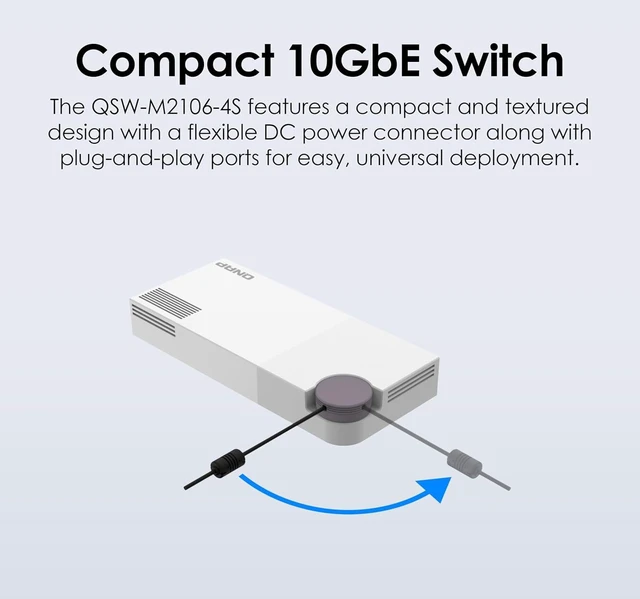 Alt view image 4 of 5 - QNAP 10-Port 10GbE Layer 2 Managed Switch with 4 x 10GbE SFP+ and 6 x 2.5GbE RJ45 Ports (QSW-M2106-4S-US)