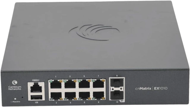 Alt view image 2 of 7 - Cambium Networks - MX-EX1010PXA-0 - Cambium Networks cnMatrix EX1010-P Ethernet Switch - 8 Ports - Manageable - 2 Layer
