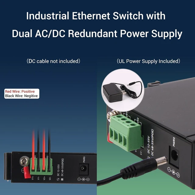 Alt view image 4 of 6 - Industrial Ethernet Switch, 6-Port Gigabit Ethernet Switch Hardened, 1000Mbps, 4*1 RJ45 Uplink+1 SFP Port, Din Rail & Wall Mountable (-40 to 185 F), 12Gbps Switching Capacity, with UL Power Supply