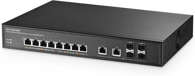 Main image of 14 Port 10G Switch, 8x2.5G, 2x10G RJ45, 4x10G SFP+, Metal Unmanaged Binardat Ethernet Switch, Desktop