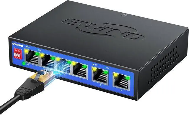 Main image of EWIND 2025 Upgraded 10 Port Gigabit PoE Switch, 8 PoE+ Ports @96W + 2 Gigabit Uplink, Lifetime Protection, Plug & Play Unmanaged Ethernet Switch, Extend/Auto Recovery/VLAN Mode, Desktop or Wall Mount