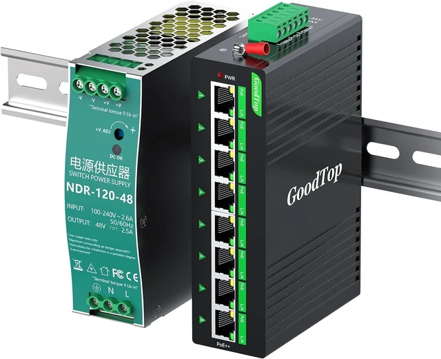 Main image of 8-Port Industrial Gigabit PoE++ Switch, 8X 90W PoE, 802.3bt, DIN-Rail