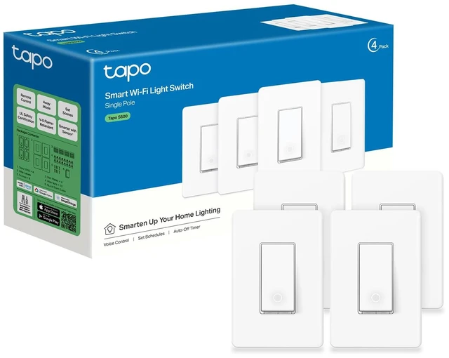 Main image of Smart Light Switch, Single Pole, Need Neutral Wire, S500 (4-Pack)