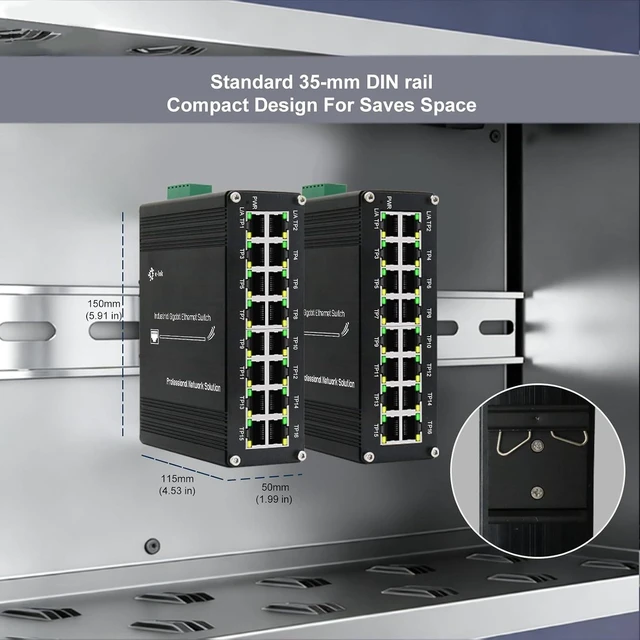Alt view image 6 of 6 - Elenzk 16 Port Gigabit IEEE802.3at 30W RJ45 Network PoE Switch