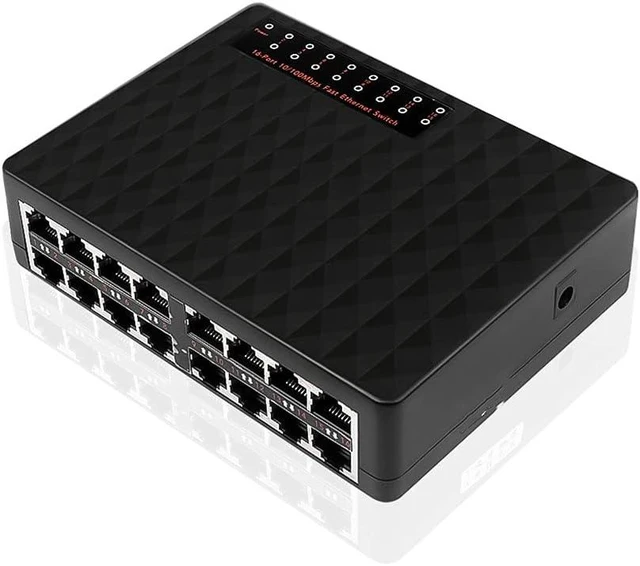Main image of 16 Port 10/100Mbps Network Switch Fast Ethernet LAN RJ45 Vlan Hub Desktop PC Switcher (Color : As Shown Size : One Size) (As Shown One Size)