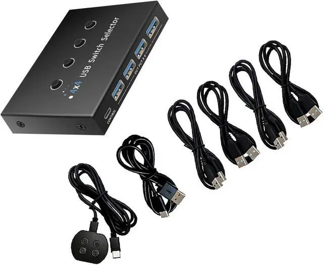 Alt view image 6 of 7 - 4 in 4 Out USB3.0 Switcher Allows Multiple Computers to Share Printers and Other USB Devices Alloy USB Hub Switcher Enables Multiple Computers to Share Printers Fast Transfer