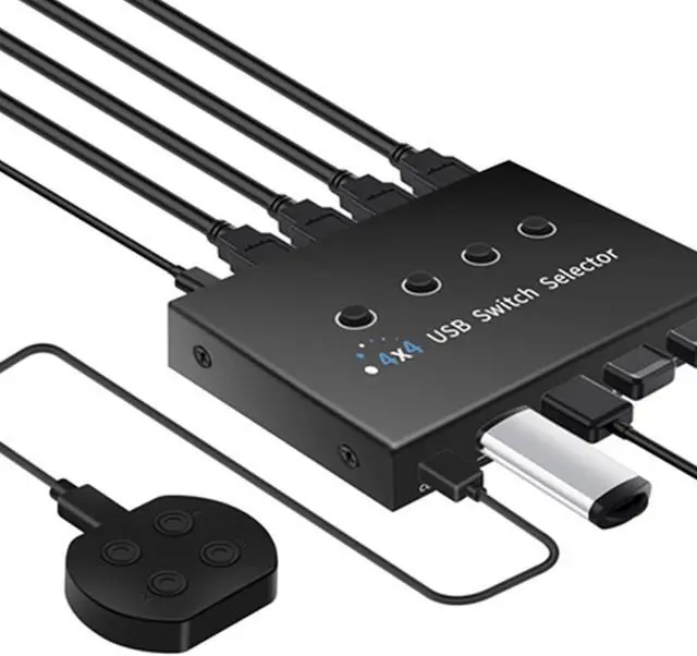 Alt view image 5 of 7 - 4 in 4 Out USB3.0 Switcher Allows Multiple Computers to Share Printers and Other USB Devices Alloy USB Hub Switcher Enables Multiple Computers to Share Printers Fast Transfer