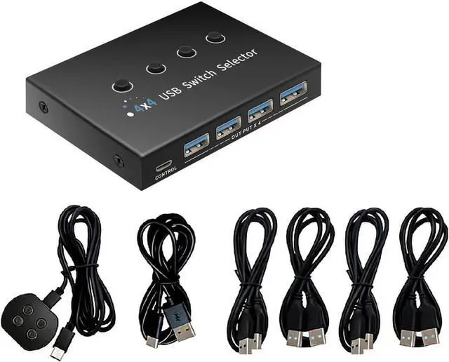 Main image of 4 in 4 Out USB3.0 Switcher Allows Multiple Computers to Share Printers and Other USB Devices Alloy USB Hub Switcher Enables Multiple Computers to Share Printers Fast Transfer