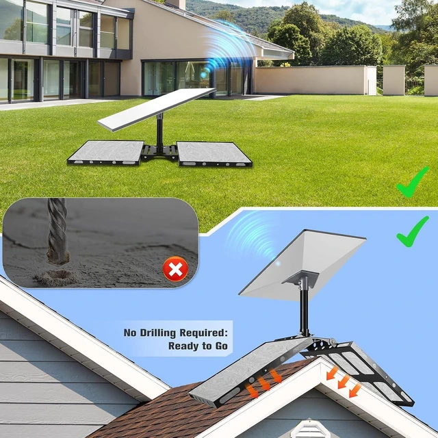 Alt view image 4 of 6 - Gen 3 Starlink Roof Mount, Starlink Roof Ridge Mount for Starlink Standard 4/4X/Gen 3, Adjustable Angle Starlink Mounting Kit, No Drilling Required
