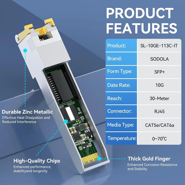 Alt view image 2 of 7 - SODOLA 10GBase-T SFP+ to RJ-45 Transceiver,Programmed for Intel