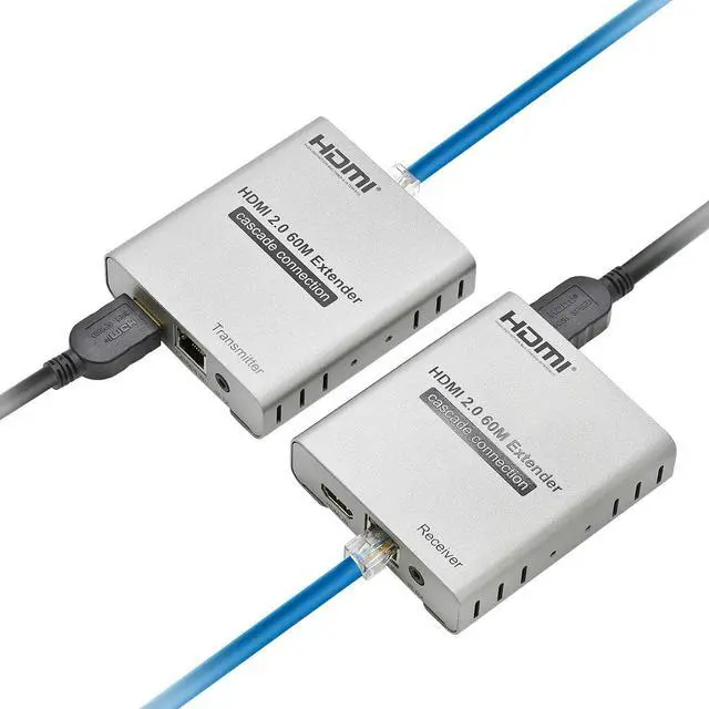 Main image of ET4K60M 4K@60Hz HDMI 2.0 Extender Over Cat6/Cat7 up to 200 ft, HDR10, HDCP 2.2, 18 Gbps, IR Pass-Through, HDMI Loop-Out, Cascading, Metal Housing TX/RX Kit