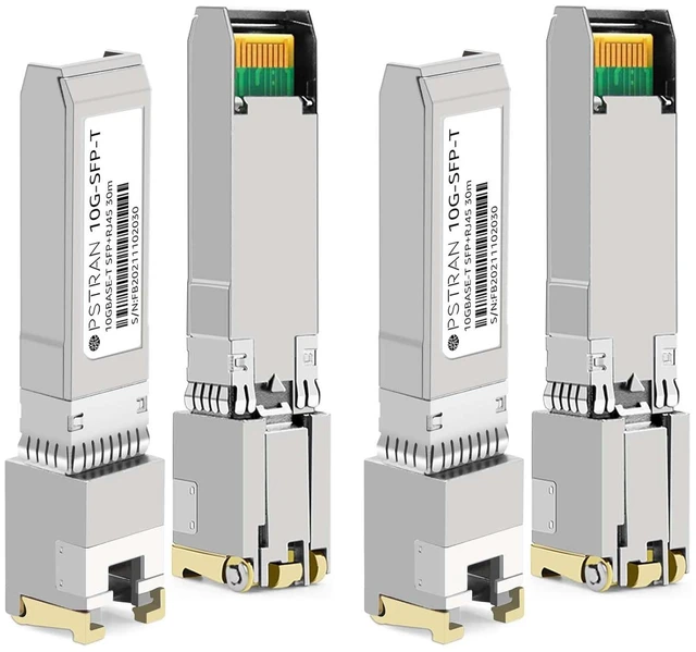 Main image of 10GBASE-T SFP+ to RJ45 Copper Transceiver Module Compatible with Fortinet FN-TRAN-SFP+GC FS-TRAN-SFP+GC 10G SFP+ 30m Cat6a/7 4 Pack