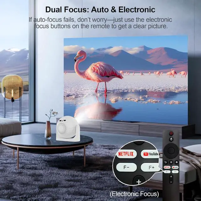 Alt view image 4 of 7 - Mini Smart Projector with WiFi and Bluetooth, Electric Focus, 200 ANSI, 4K