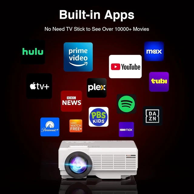 Alt view image 2 of 6 - Netflix Ready Smart Mini Projector with 1080P HD, 5G WiFi & 2 Way Bluetooth, Portable Outdoor Movie Projector for Phone/Laptop/Games