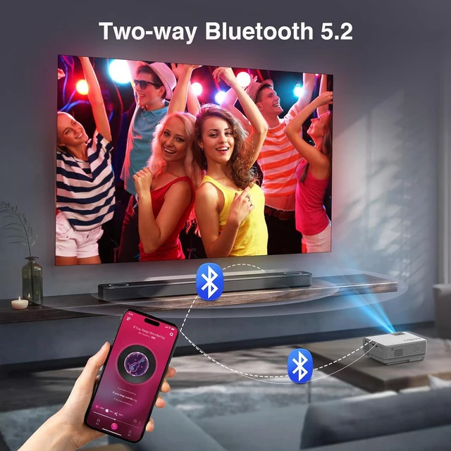 Alt view image 4 of 6 - Netflix Ready Smart Mini Projector with 1080P HD, 5G WiFi & 2 Way Bluetooth, Portable Outdoor Movie Projector for Phone/Laptop/Games