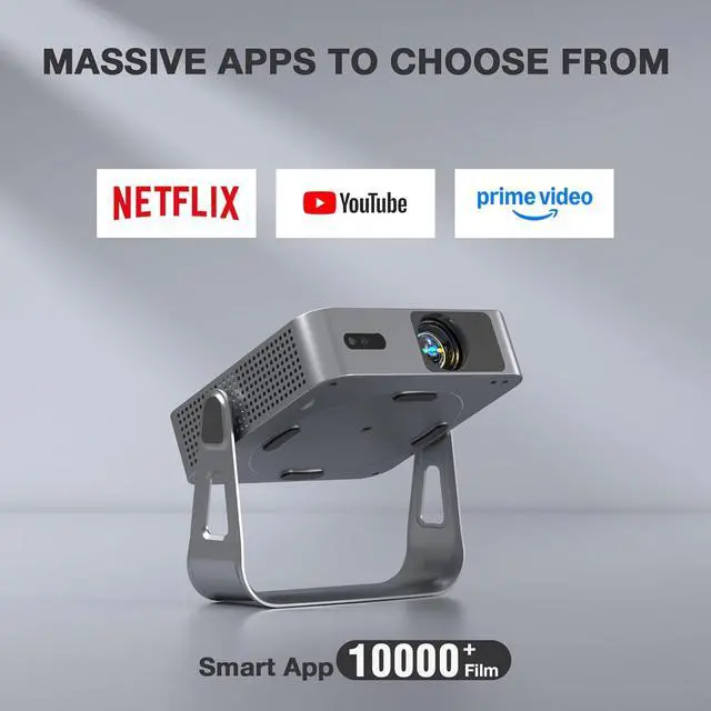 Alt view image 4 of 7 - Officially-Licensed APP & 2000ANSI Smart Mini Projector with WiFi and Bluetooth, VISSPL Native 1080P Auto Focus & Keystone Portable Outdoor Projector, 4K Support Movie Projector for Display Booths