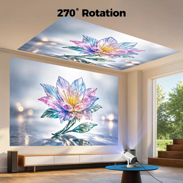 Alt view image 7 of 7 - Mini Projector with Bluetooth and WiFi, Upgraded 200 ANSI Lumens Portable Projector 4K, Auto Focus/Keystone, Compatible with iPhone/TV Stick/Laptop for Home Outdoor Movie