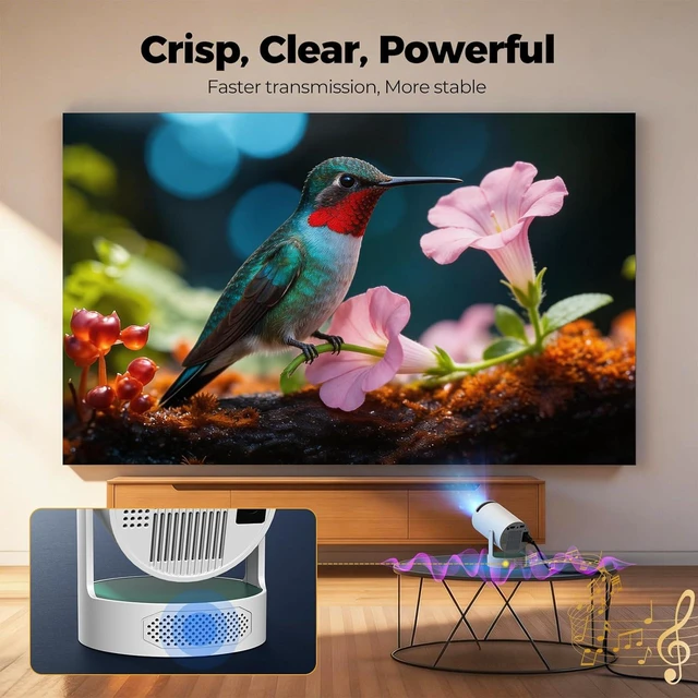 Alt view image 5 of 7 - Mini Projector with Bluetooth and WiFi, Upgraded 200 ANSI Lumens Portable Projector 4K, Auto Focus/Keystone, Compatible with iPhone/TV Stick/Laptop for Home Outdoor Movie