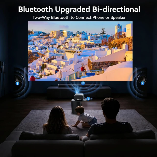 Alt view image 7 of 7 - 2000 ANSI Outdoor Movie Projector, Official Apps, 4K Home Theater