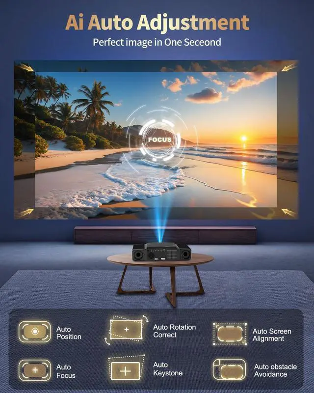Alt view image 5 of 6 - Dess C5 Enterprise GTV Projector,4K Projector With Wifi6 And Bluetooth,Home Theater projector,2500 Brightness,Built in Electric Bracket, Stereo Surround Sound,DESS Enterprise ATV1