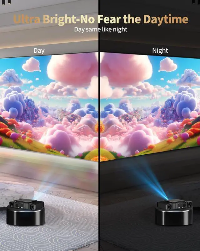 Alt view image 3 of 6 - Dess C5 Enterprise GTV Projector,4K Projector With Wifi6 And Bluetooth,Home Theater projector,2500 Brightness,Built in Electric Bracket, Stereo Surround Sound,DESS Enterprise ATV1