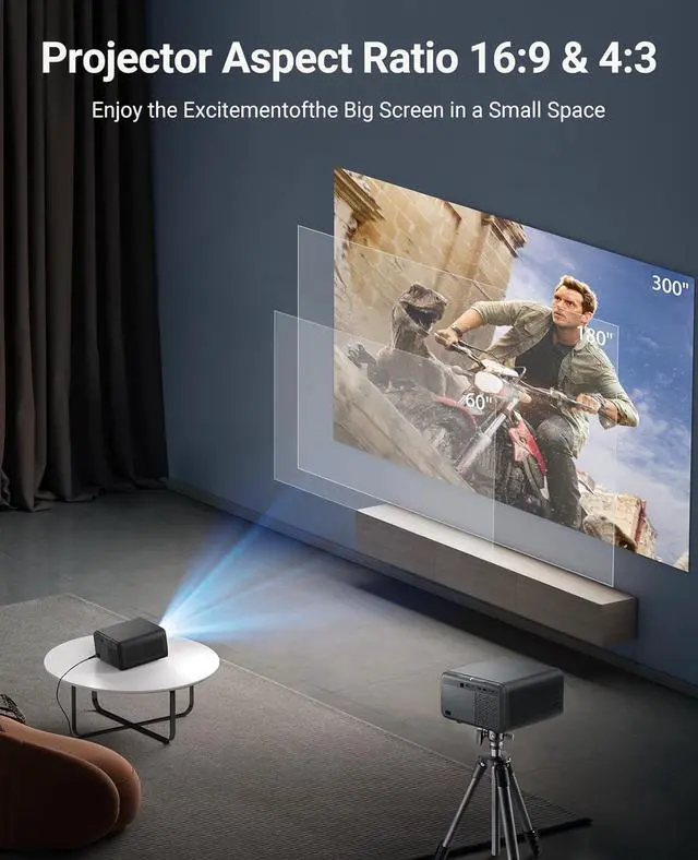 Alt view image 5 of 7 - Native 1080P & Auto FocusMini Projector with WiFi and Bluetooth, 800Ansi Brightness, Support 4K HD, Portable Movie Projector, Auto Keystone Correction, Compatible with Smartphone, Laptop, HDMI, USB