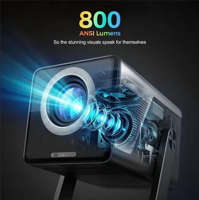 Alt view image 2 of 7 - Native 1080P & 800ANSI High Brightness Portable Projector with WiFi and Bluetooth,Smart Projector With AI Visual Calibration,230° Rotation,4K Projector Supports HDMI/USB/AUDIO