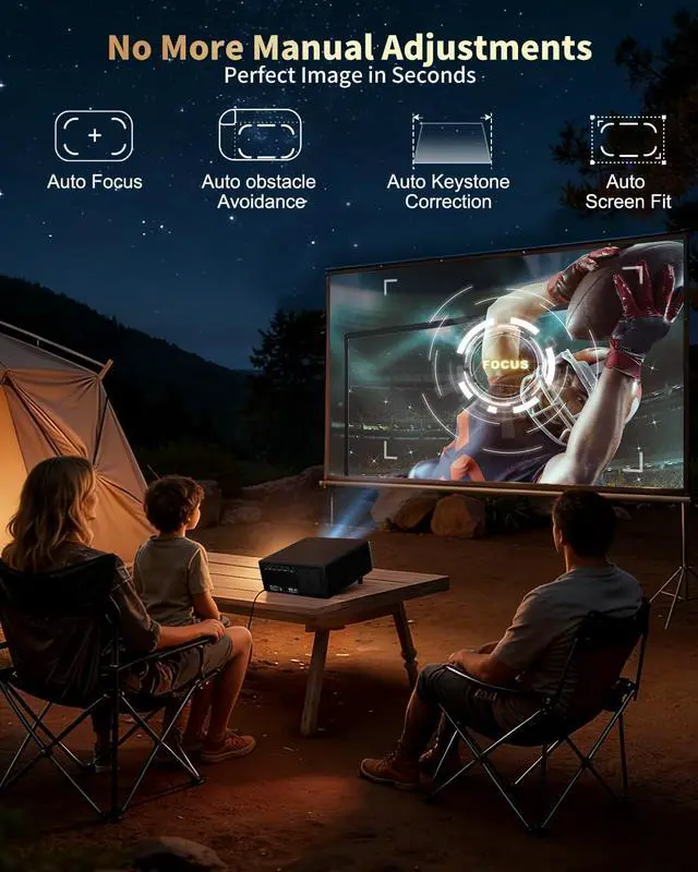 Alt view image 5 of 7 - DESS Smart 4K 1080P Home Video Projector, WiFi 6 BT, 15° Motorized Bracket
