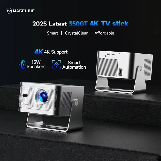 Alt view image 2 of 7 - HY350 GTV 900ANSI Android 14 Projector with Auto Focus, 8K Native 1080P Support, WiFi6, BT5.4, 16G, Allwinner Portable