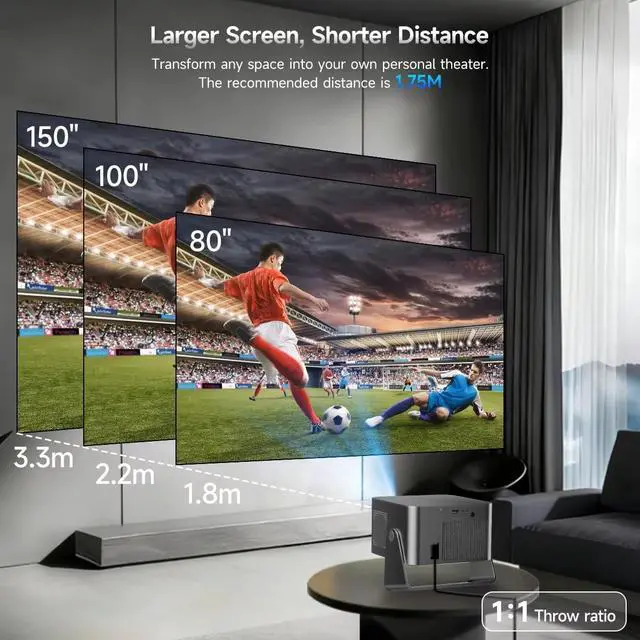 Alt view image 6 of 7 - HY350 GTV 900ANSI Android 14 Projector with Auto Focus, 8K Native 1080P Support, WiFi6, BT5.4, 16G, Allwinner Portable