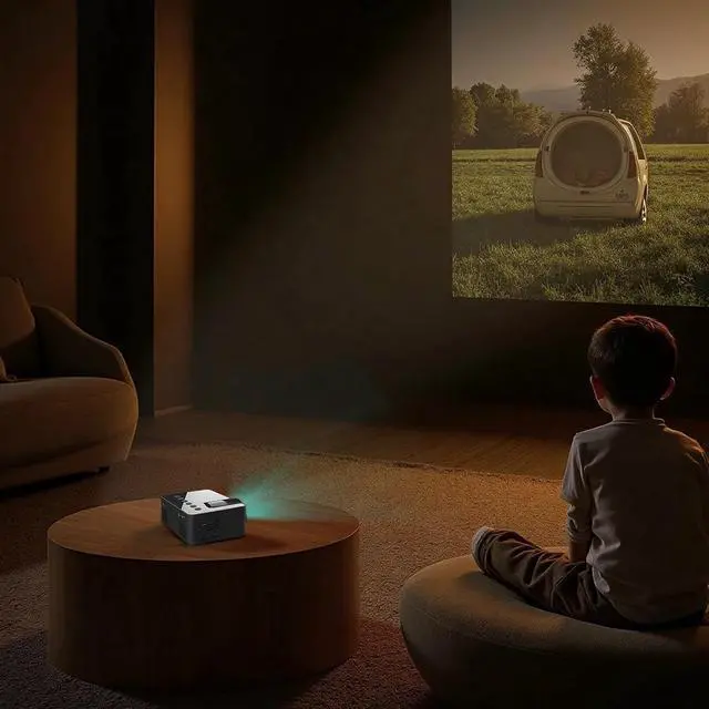 Alt view image 3 of 5 - Chewtoyo Portable Projector , Mini Size , Auto Keystone , WiFi6 Wireless 5.4 , 1.6 x 3.1 x 4 In , Wireless Screen Share , Home Projector