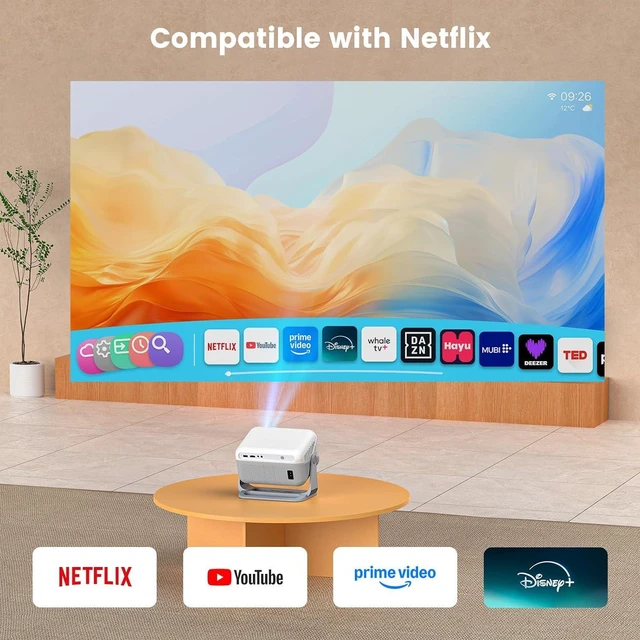 Alt view image 2 of 7 - Mini Projector with Wifi and Bluetooth,Projector 4K Compatible with Netflix
