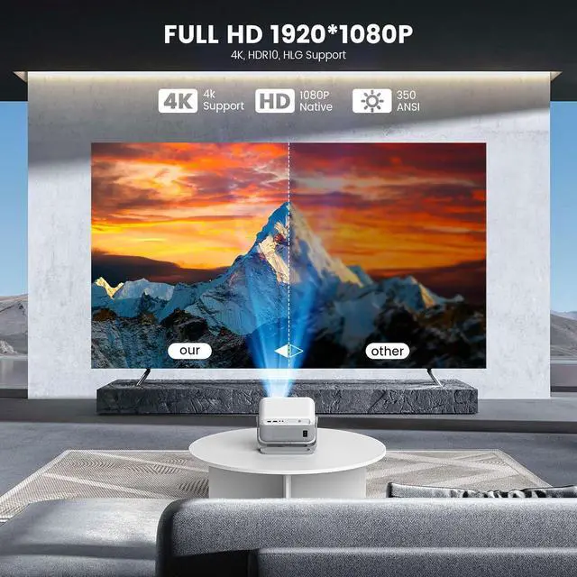 Alt view image 3 of 7 - Officially-Licensed Streaming APP & Native 1080P 4K SupportSmart Projector with WiFi and Bluetooth, Auto Focus & Keystone, 270° Rotation, Movie Projector for Outdoor Bedroom Home Office