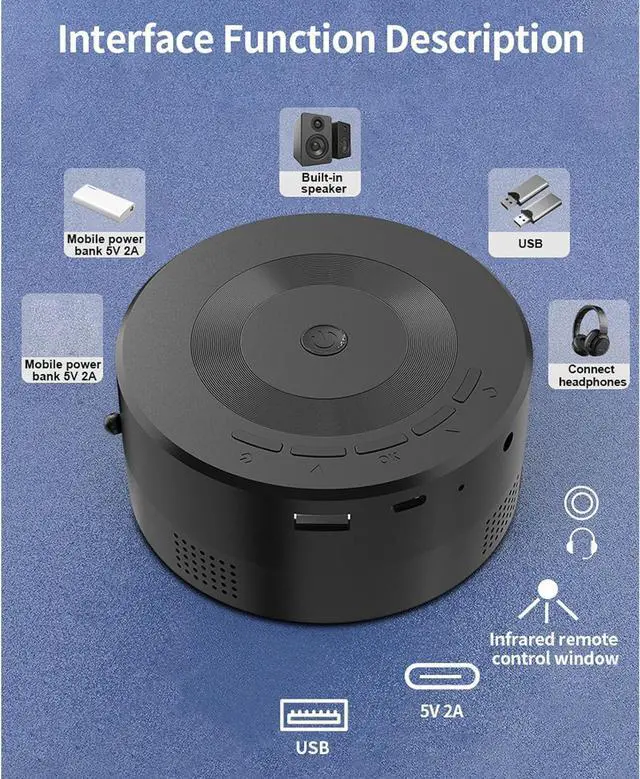 Alt view image 7 of 7 - banapoy Portable Projector, Small 1080P LED Projector Built in Speaker for Home Theater Camping Travel Bedroom Outdoor Entertainment, Compatible with Smartphone PC