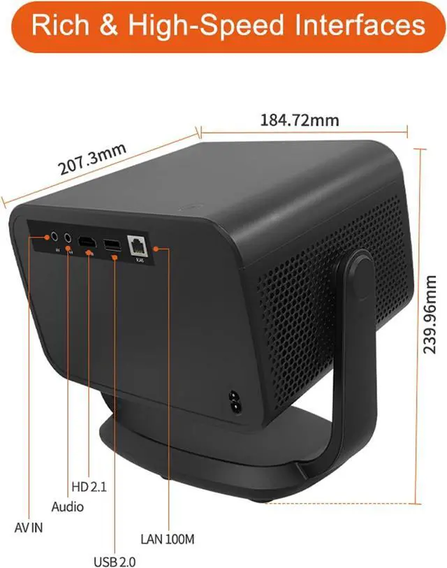 Alt view image 2 of 7 - 1080P HD Projector LCD 500 ANSI WiFi 6 BT 5.4 Smart System 2GB 32GB - Auto Focus Auto Keystone 150 Inch Home Theater Projector for Home. Office & Outdoor (US Plug)