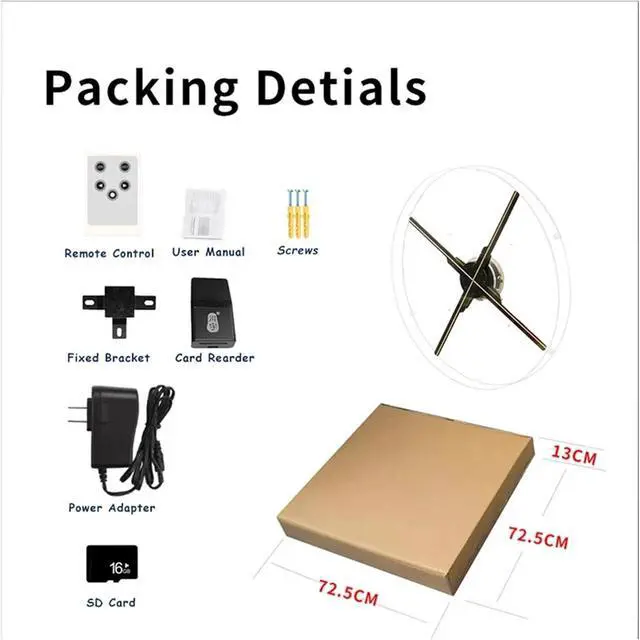Alt view image 6 of 6 - 65CM WIFI Cloud 1152Pcs LED 3D Holographic Projector with Acrylic Cover Advertising Lights Display Imaging Logo Light Holo Fan