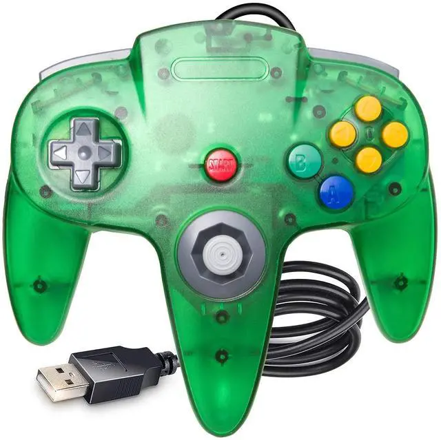 Main image of Classic N64 USB Controller, N64 Remote Wired USB Game Joystick Controller for Windows PC & MAC & Raspberry Pi Clear Green