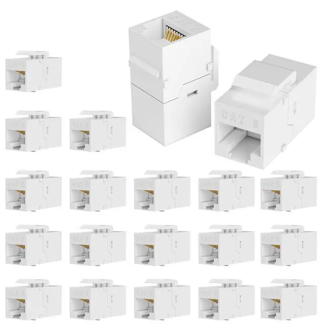 Alt view image 8 of 14 - RJ45 Coupler Cat6 Keystone Jack 20-Pack, Female to Female UTP Inline Ethernet Keystone for Wall Plates & Patch Panels, Compatible with Cat6/Cat5e/Cat5 Network Cables, White