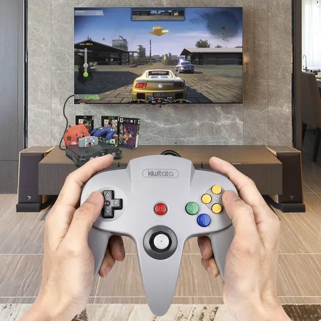 Alt view image 9 of 14 - Classic N64 Controller, Retro N64 Wired Remote Joystick Gamepad Controller Compatible with N64 Video Game System Console Gray
