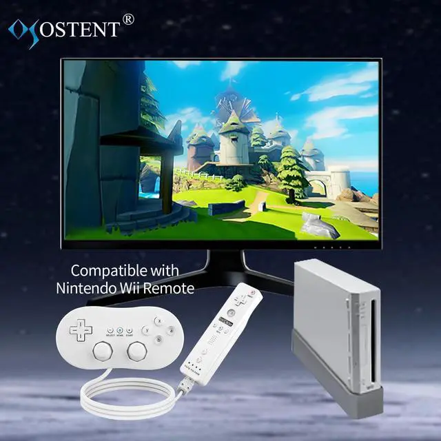 Alt view image 8 of 12 - Wired Classic Controller Gamepad Joystick for Nintendo Wii Remote Console Video Game Color White
