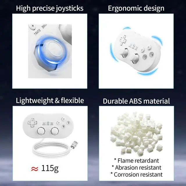 Alt view image 12 of 12 - Wired Classic Controller Gamepad Joystick for Nintendo Wii Remote Console Video Game Color White