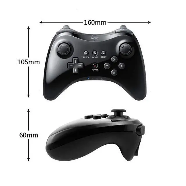 Alt view image 12 of 14 - Black Classic Wireless Pro Controller Game Controller Gamepad Joypad Remote for Wii U
