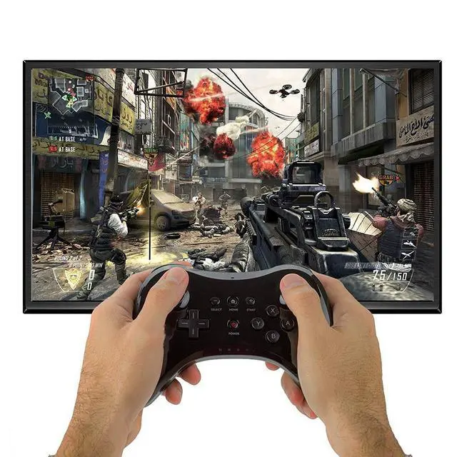 Alt view image 14 of 14 - Black Classic Wireless Pro Controller Game Controller Gamepad Joypad Remote for Wii U
