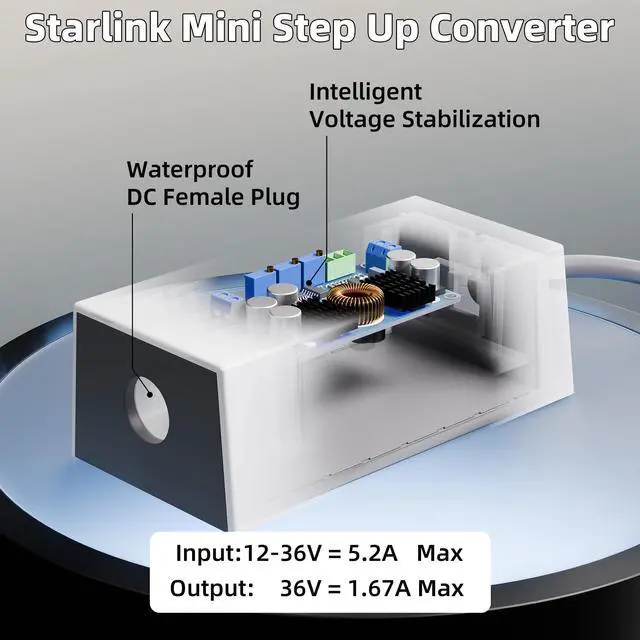 Alt view image 8 of 12 - Starlink Mini 12V Car Adapter with Step Up Converter, Star Link Mini Power Cable 3FT 12V-24V to 30V Boost Cigarette Lighter 12 Volt Adapter with USB A QC 3.0, Type-C PD 45W Ports and Voltmeter
