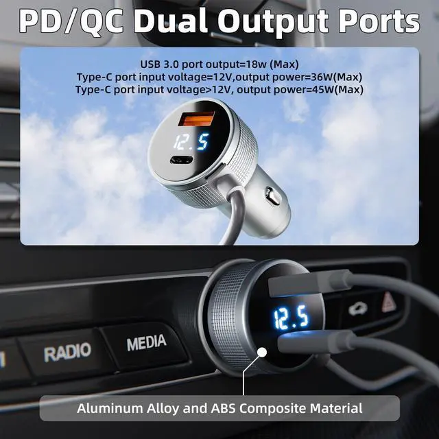 Alt view image 9 of 12 - Starlink Mini 12V Car Adapter with Step Up Converter, Star Link Mini Power Cable 3FT 12V-24V to 30V Boost Cigarette Lighter 12 Volt Adapter with USB A QC 3.0, Type-C PD 45W Ports and Voltmeter