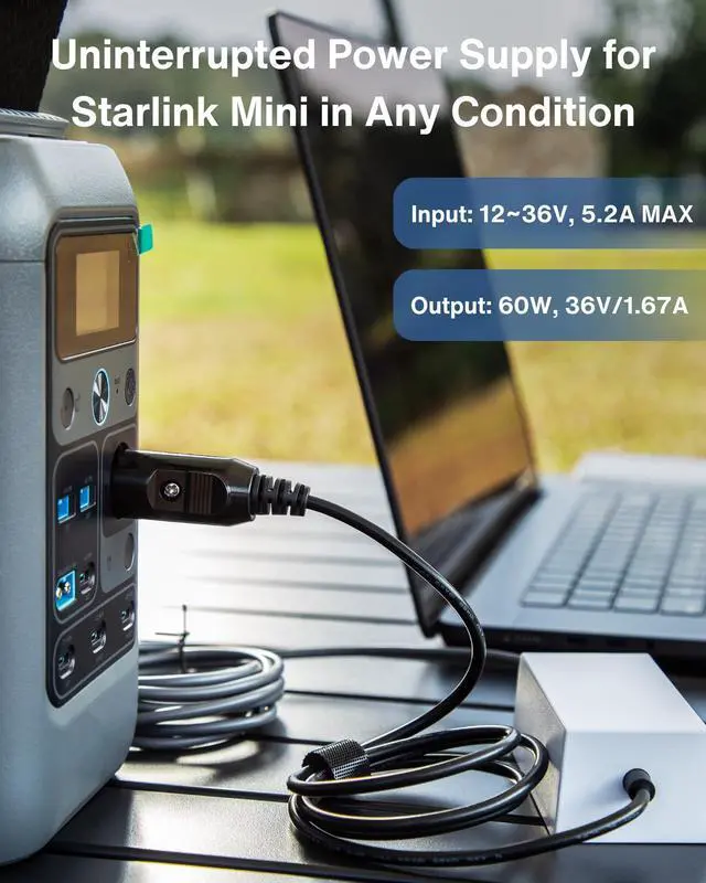 Alt view image 10 of 14 - Car Charger to DC Female Adapter 60W Output for Starlink Mini, Compatible with 12V/24V/36V Cigarette Lighter and DC Waterproof Barrel Jack, Car Charger Converter for Car, RV, Truck, Boat